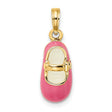 14k Yellow Gold Baby Shoe Pendant with Pink Enamel, Sentimental Keepsake Charm for Women