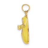 14k Yellow Gold Baby Shoe Pendant with Strap Detail, Symbol of Love and New Life