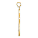 14k Yellow Gold Cross Pendant with White and Navy Enamel, Floral Motif, Flared Edges, Cathedral Design