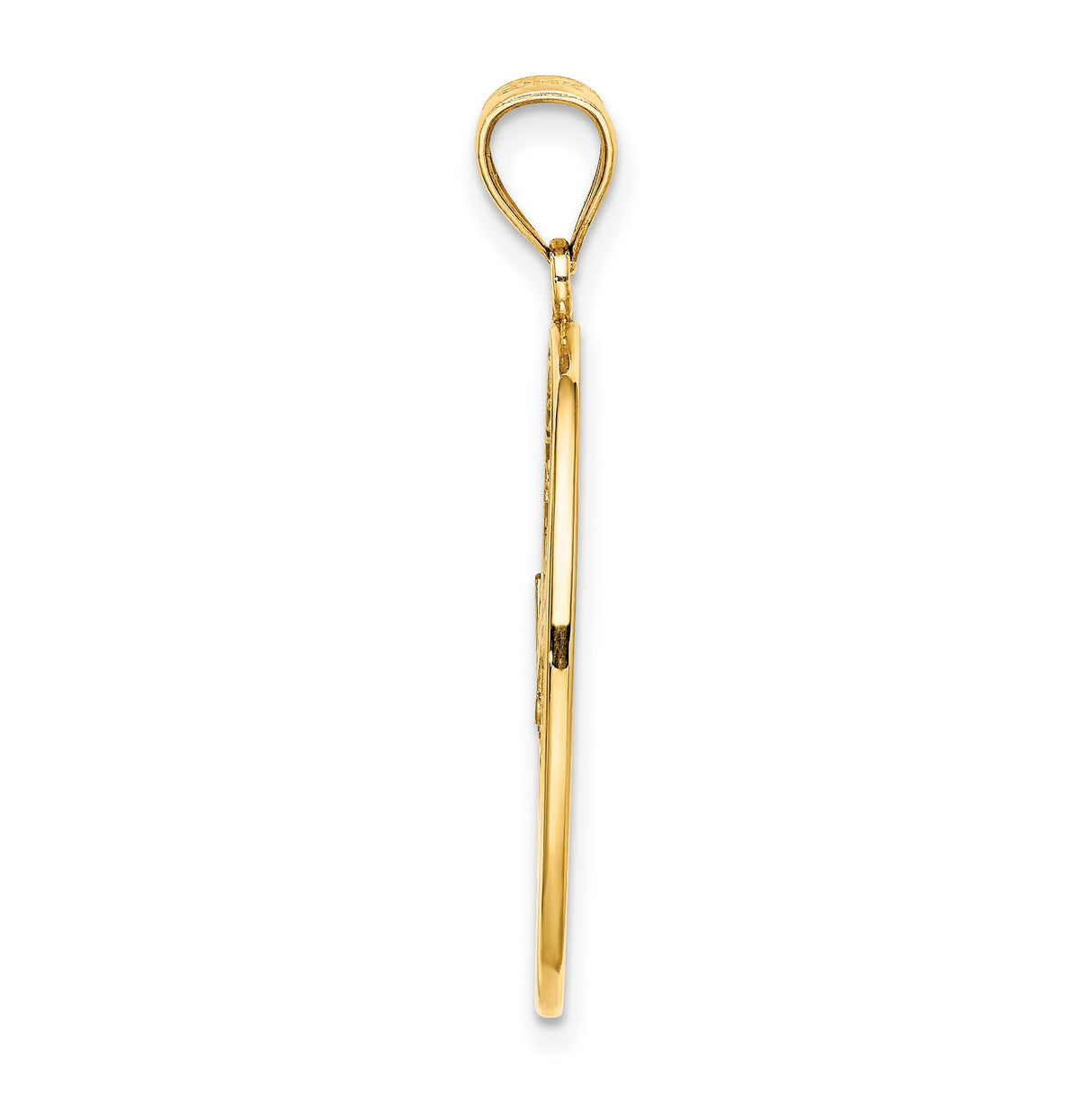 14k Yellow Gold Tropical Beach Pendant with Dolphin, Palm Tree, Waves and Sun