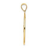 14k Yellow Gold Tropical Beach Pendant with Dolphin, Palm Tree, Waves and Sun