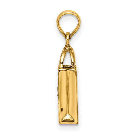 14k Yellow Gold Halloween Pendant with Enamel Jack-o-Lantern Trick or Treat Bag Design