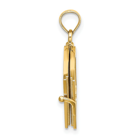 14k Yellow Gold Book Locket Pendant with Pink Enamel, Romantic Love Story Jewelry for Women