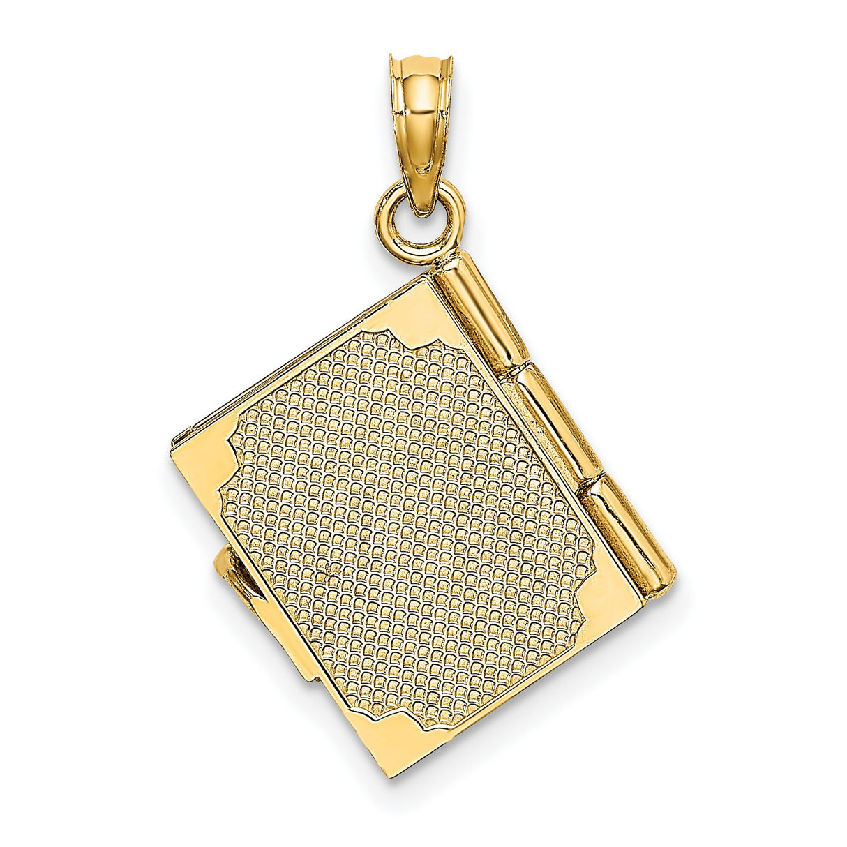 14k Yellow Gold Book Locket Pendant with Pink Enamel, Romantic Love Story Jewelry for Women