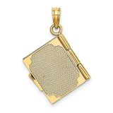 14k Yellow Gold Book Locket Pendant with Pink Enamel, Romantic Love Story Jewelry for Women