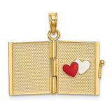 14k Yellow Gold Book Locket Pendant with Pink Enamel, Romantic Love Story Jewelry for Women