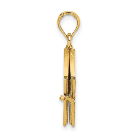 14k Yellow Gold Locket Pendant, Book Shaped with Love Story Design for Women