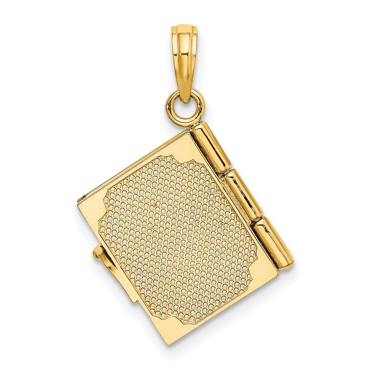 14k Yellow Gold Locket Pendant, Book Shaped with Love Story Design for Women