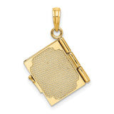 14k Yellow Gold Locket Pendant, Book Shaped with Love Story Design for Women