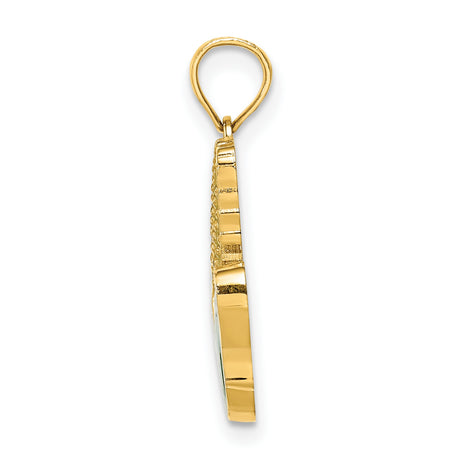 14k Yellow Gold Corn Pendant with Green Enamel Husk, Novelty Harvest Farm Charm