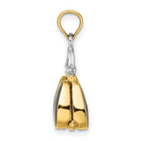 14k Multi-Tone Gold Pendant, Black and White Enamel Handbag Design, Purse Charm for Women