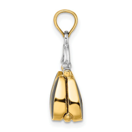 14k Multi-Tone Gold Pendant, Black and White Enamel Handbag Design, Purse Charm for Women