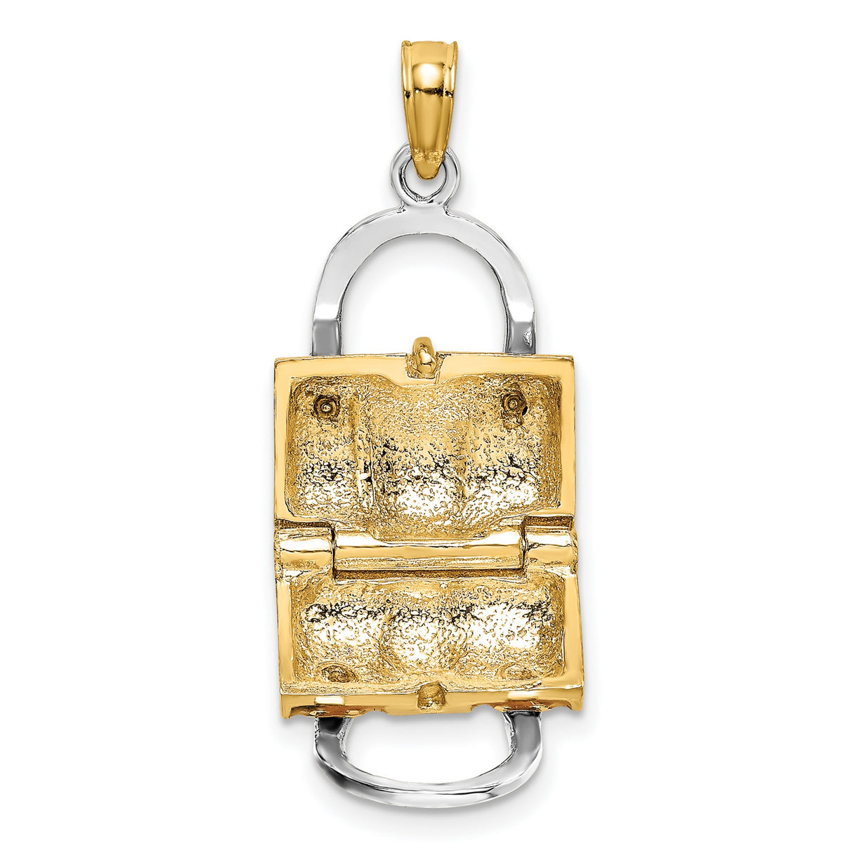 14k Multi-Tone Gold Handbag Charm Pendant with Pink Enamel Accents, Purse Style for Women