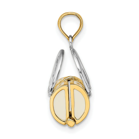 14k Yellow Gold Two-Tone Handbag Pendant, Fashion Purse Charm for Women