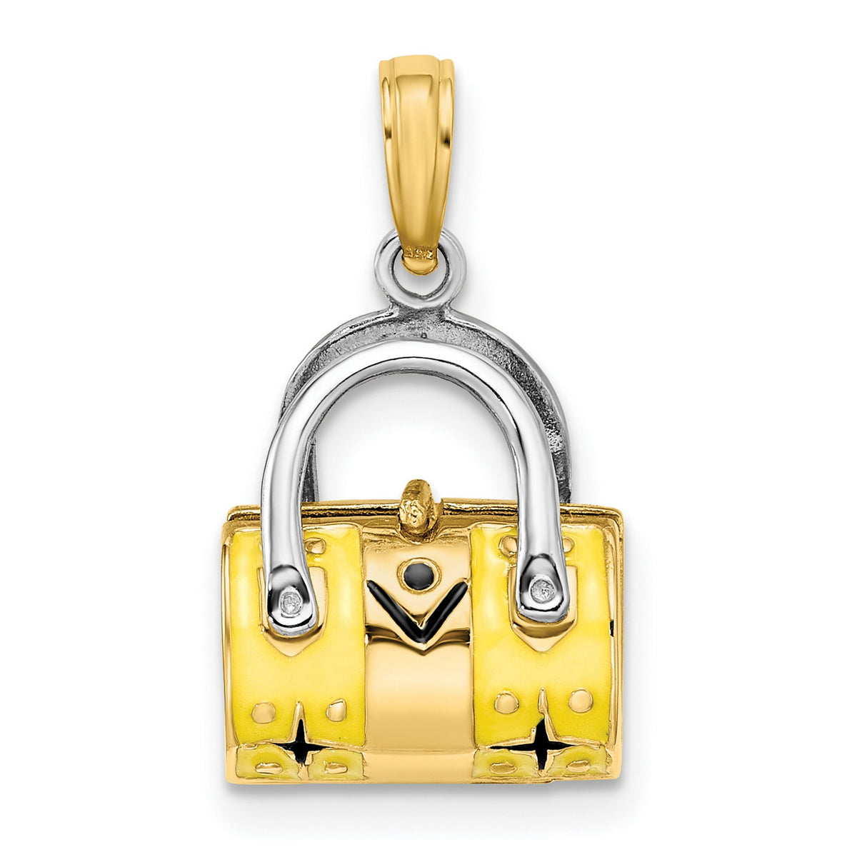 14k Multi-Tone Gold Handbag Charm Pendant with Polished Textured Details for Women