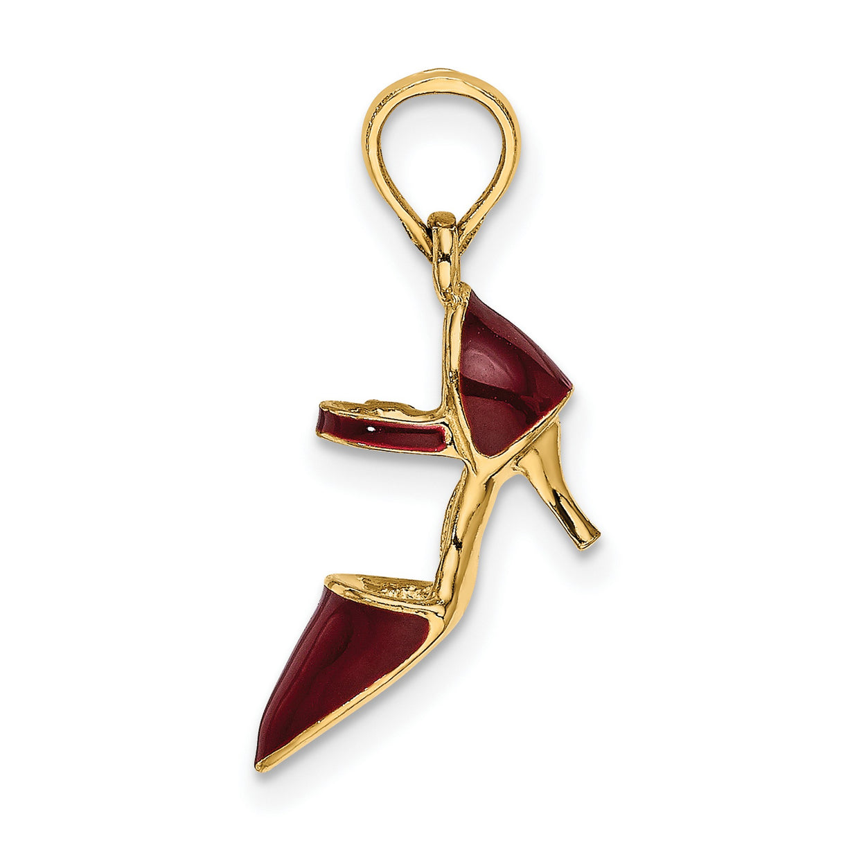 14k Yellow Gold Ankh Pendant with Red Enamel Detail, African Cultural Symbol Charm