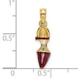 14k Yellow Gold Ankh Pendant with Red Enamel Detail, African Cultural Symbol Charm