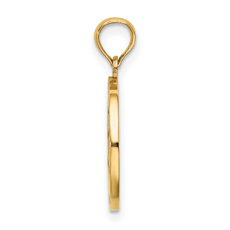 14k Yellow Gold Holiday Pendant with Happy Holidays Message and Holly Leaf Accents