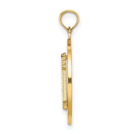 14k Yellow Gold Hilton Head Island Pendant with Red and White Lighthouse Design