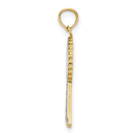 14k Yellow Gold 1st Place Medal Ribbon Pendant with Blue Enamel and Star Design