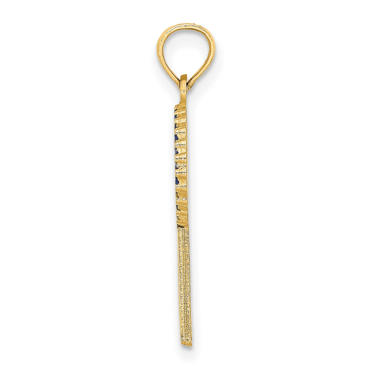 14k Yellow Gold Birthday Boy Pendant with Blue Ribbon and Star Accents
