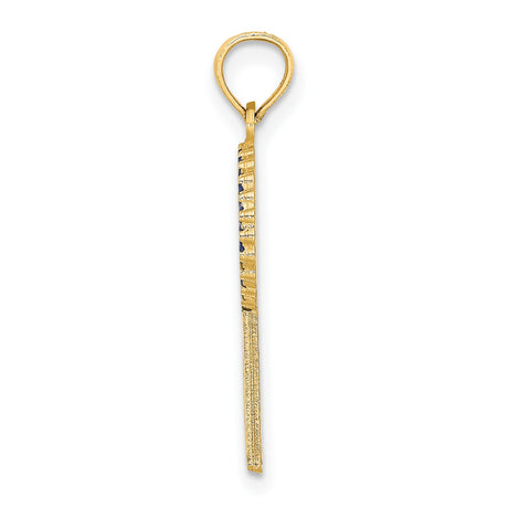 14k Yellow Gold Birthday Boy Pendant with Blue Ribbon and Star Accents
