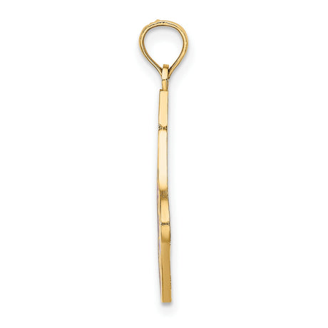 14k Yellow Gold Christmas Stocking Pendant with Red and White Enamel, Holiday Charm