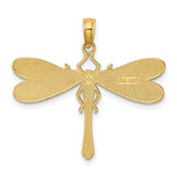 14k Yellow Gold Dragonfly Pendant with Multicolor Enamel Wings, Nature-Inspired Whimsical Charm