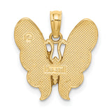 14k Yellow Gold Butterfly Pendant with Blue, Pink, Green, and Red Enamel Detailing