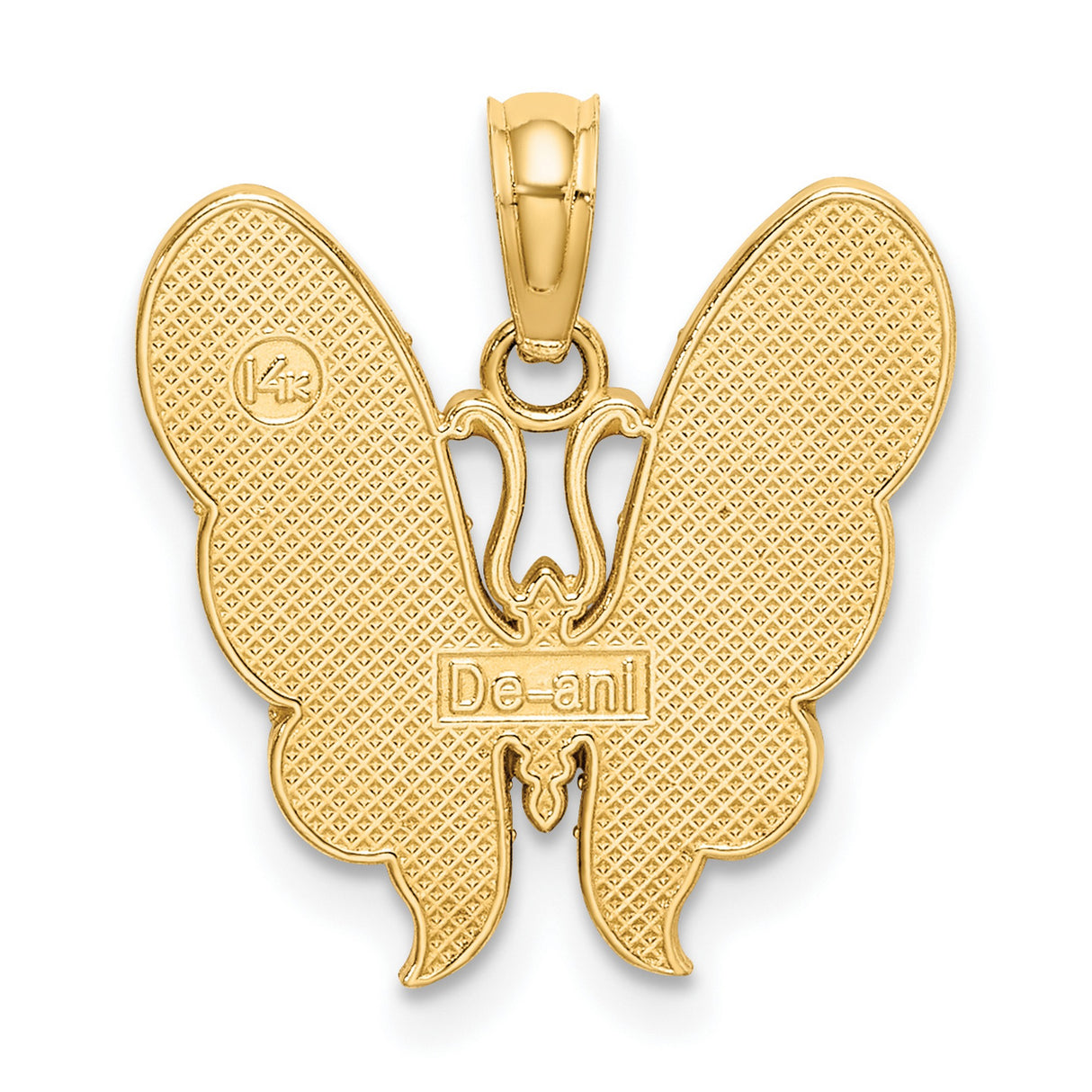 14k Yellow Gold Butterfly Pendant with Green Pink Orange Enamel, Nature-Inspired Charm