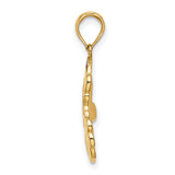 14k Yellow Gold Santa Claus Pendant with Red Hat and White Beard, Holiday Charm