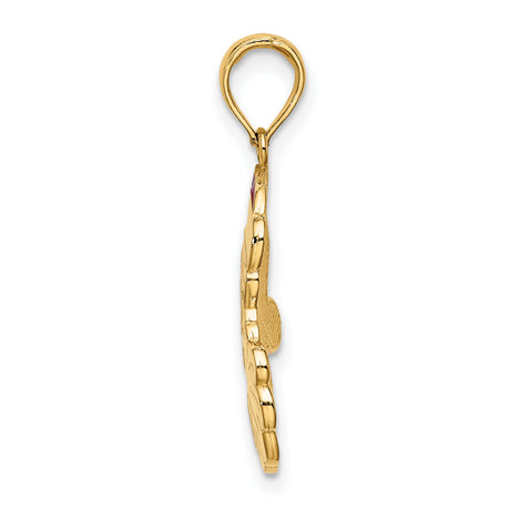 14k Yellow Gold Santa Claus Pendant with Red Hat and White Beard, Holiday Charm