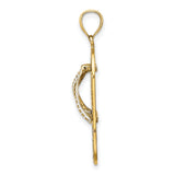 Interlocking Hearts on Pink Enamel Flip Flop Sandal Charm Pendant in Real 14k Yellow Gold