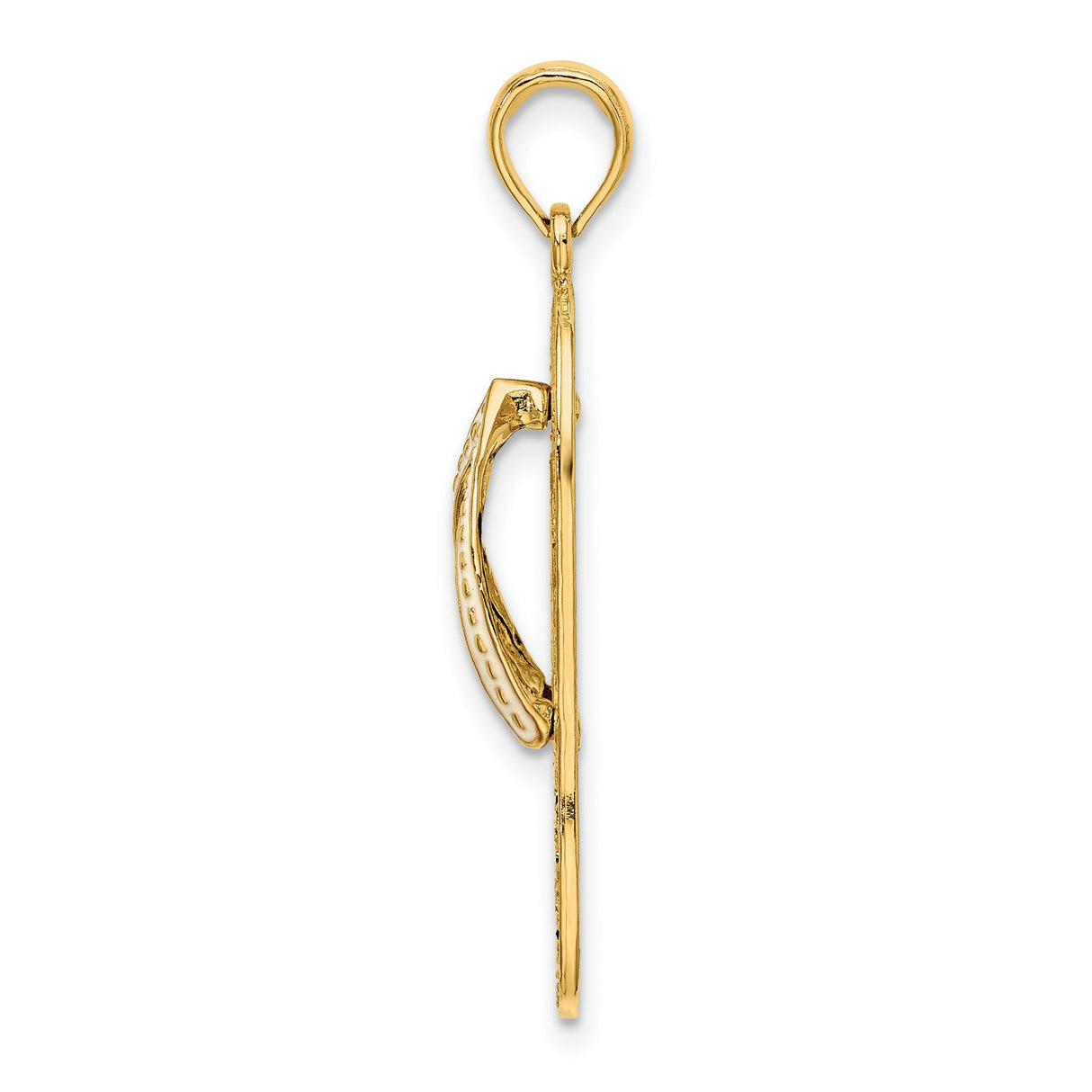 14k Yellow Gold Flip-Flop Pendant with Enamel Tropical Beach Sunset Scene
