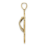 14k Yellow Gold Flip-Flop Pendant with Enamel Beach Scene and Palm Tree Charm