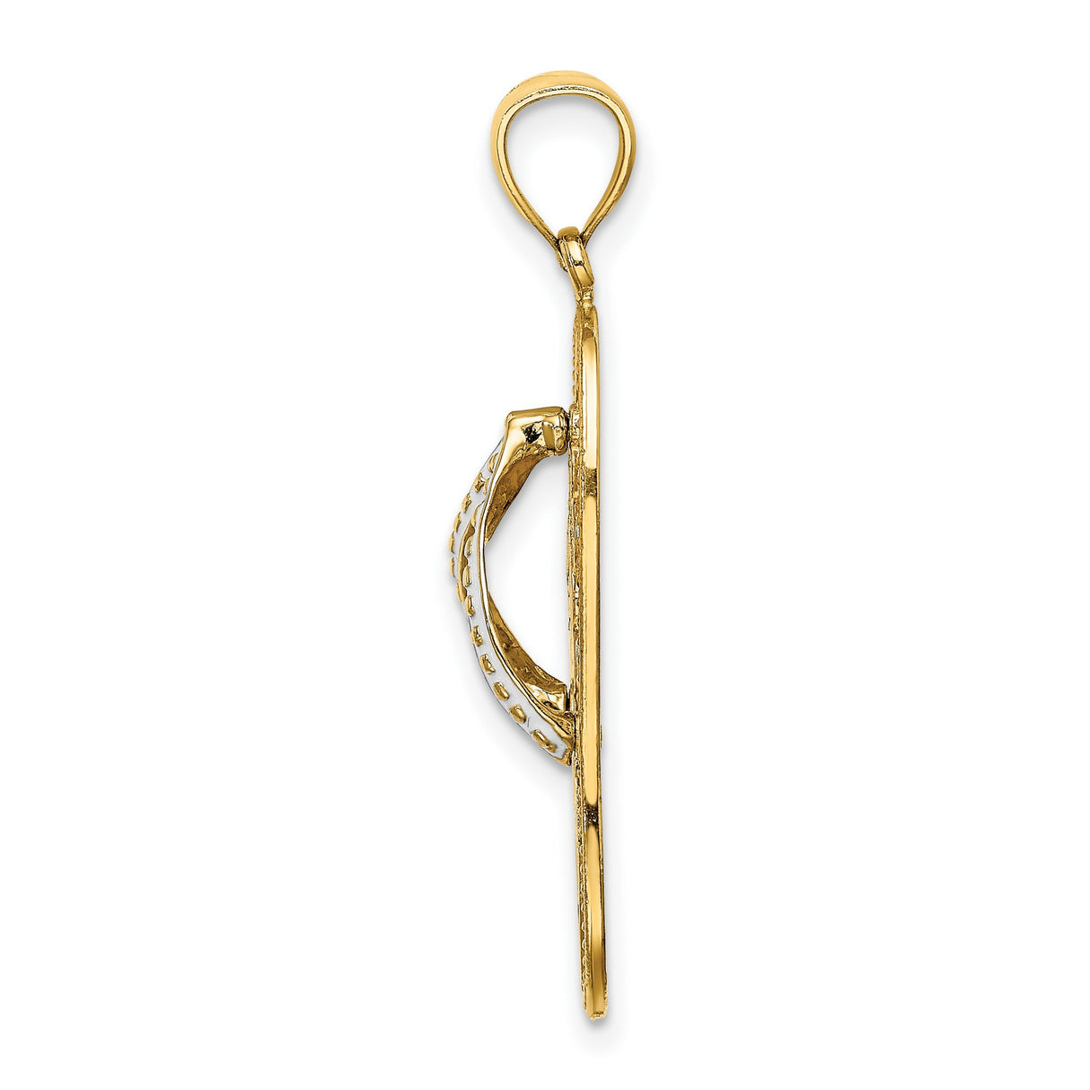 14k Yellow Gold Flip-Flop Pendant with Enamel Tropical Flowers, Beach Vacation Theme