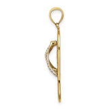 14k Yellow Gold Flip-Flop Pendant with Enamel Tropical Flowers, Beach Vacation Theme