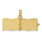 3D Enameled John 3:16 Book with Moveable Pages Charm Pendant in Real 14k Yellow Gold