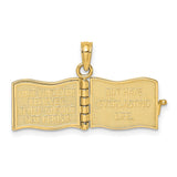 3D Enameled John 3:16 Book with Moveable Pages Charm Pendant in Real 14k Yellow Gold