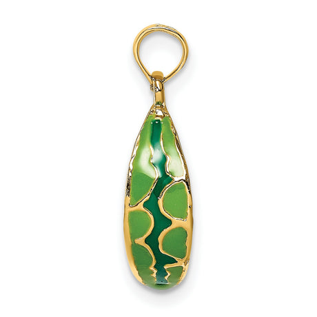 14k Yellow Gold Watermelon Slice Pendant with Colorful Enamel, Summer Fruit Theme for Women or Girls