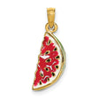 14k Yellow Gold Watermelon Slice Pendant with Colorful Enamel, Summer Fruit Theme for Women or Girls