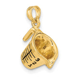 14k Yellow Gold Talking Stick Pendant with Black Etched Native American Design