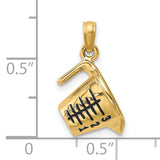 14k Yellow Gold Talking Stick Pendant with Black Etched Native American Design