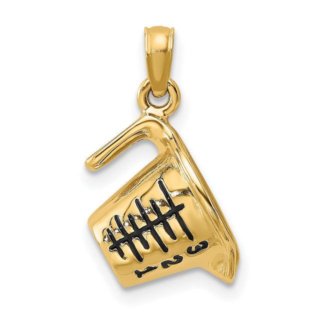 14k Yellow Gold Talking Stick Pendant with Black Etched Native American Design