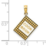 14k Yellow Gold Cookbook Pendant Charm, Square Book Design, Culinary Kitchen Jewelry