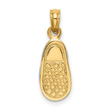 14k Yellow Gold Virgin Mary Baby Shoe Pendant with Blue Enamel, Catholic Charm