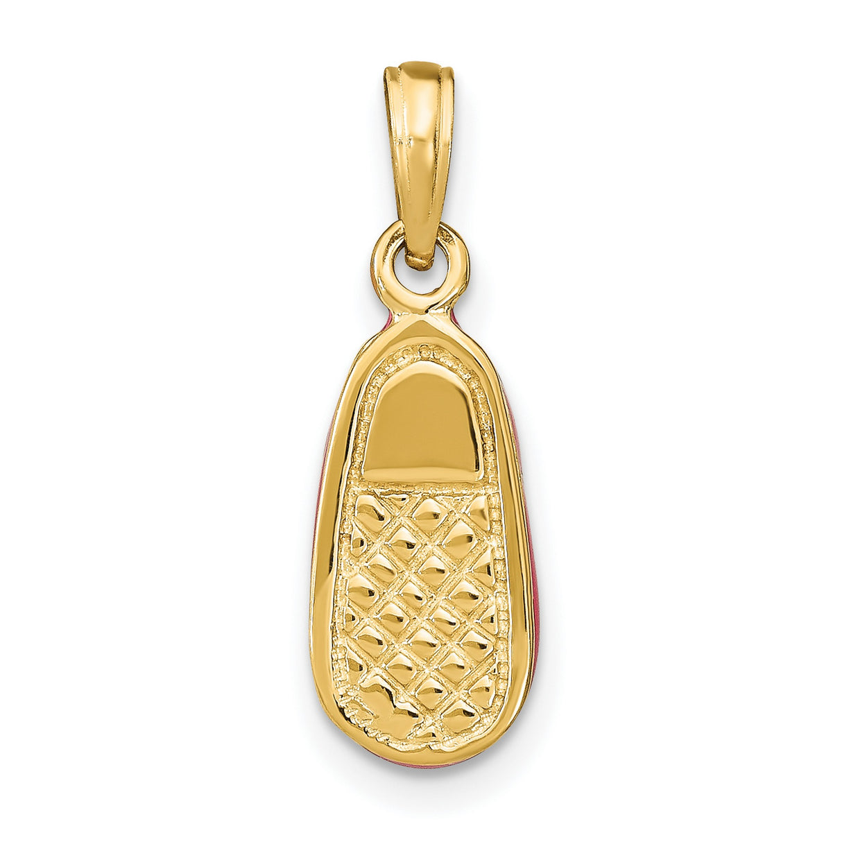 14k Yellow Gold Baby Shoe Pendant with Pink Enamel, Sentimental Keepsake for Moms of Baby Girls