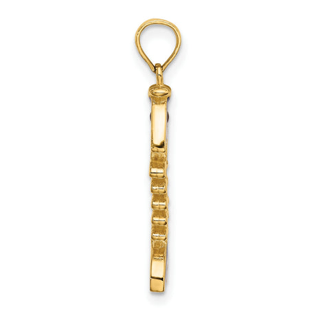 14k Yellow Gold Fish Skeleton Pendant with Blue Enamel Evil Eye Charm, Unisex Mediterranean Style