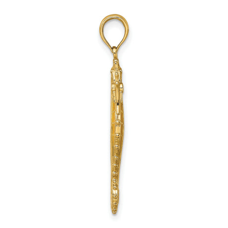 14k Yellow Gold Seahorse Pendant, Polished Nautical Charm, Ocean Theme Jewelry for Women