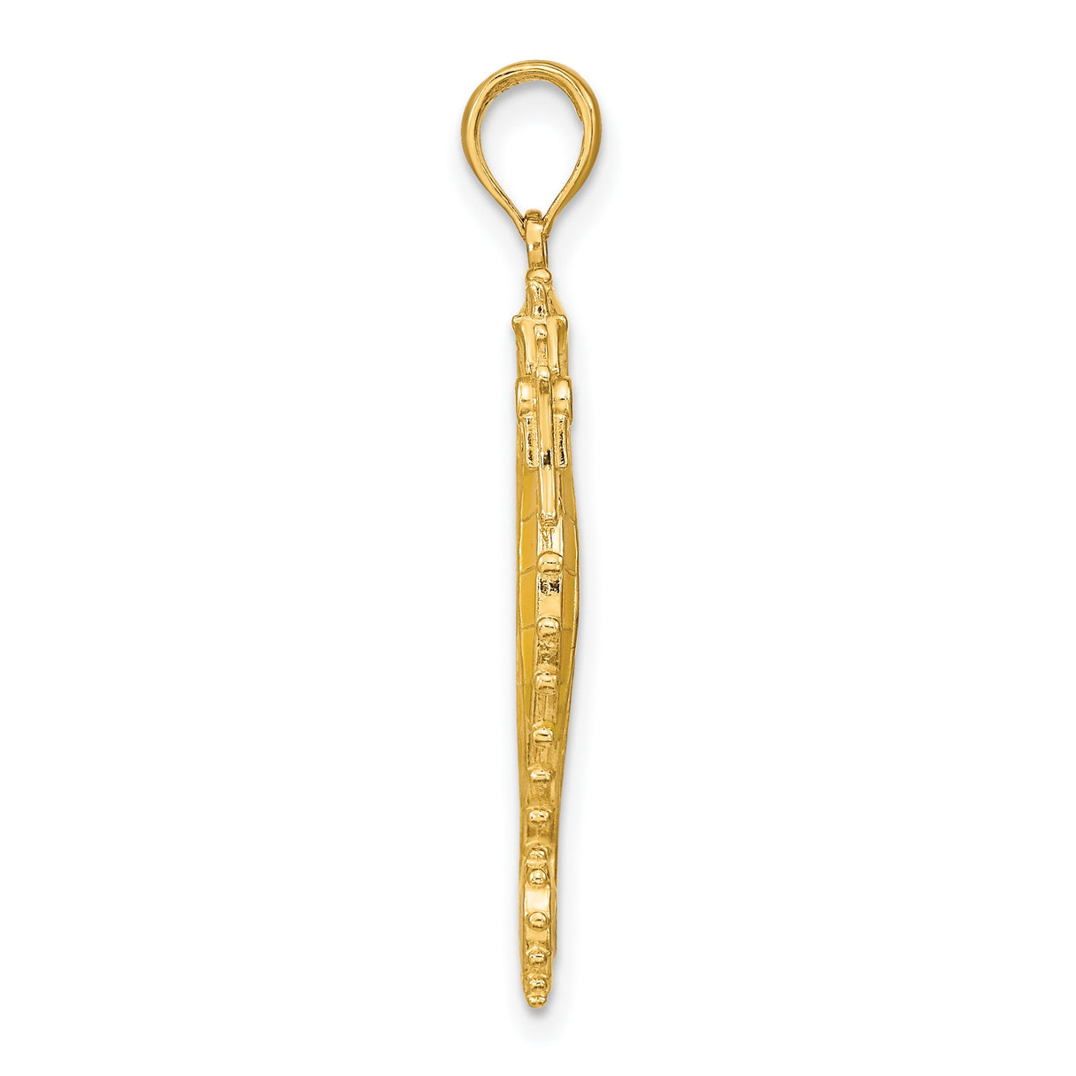 14k Yellow Gold Seahorse Pendant, Detailed Nautical Ocean Animal Charm Jewelry